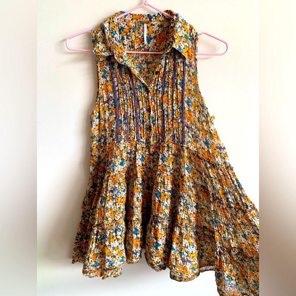 Free People Flower Button up Blouse